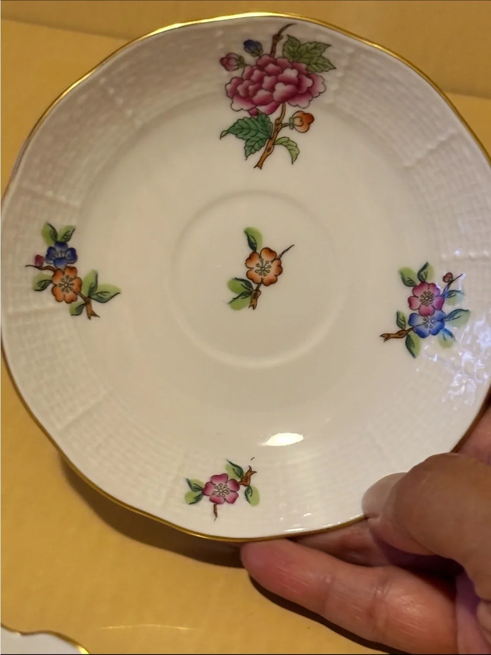 HEREND ETON SMALL PORCELAIN CUP AND SAUCER.